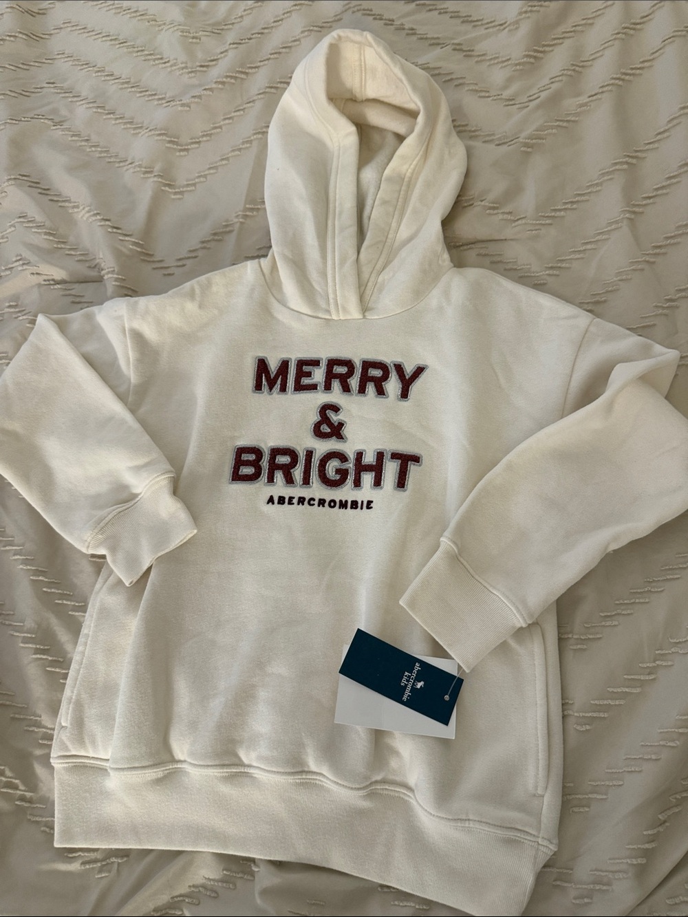 Girls’ Abercrombie & Fitch Cream 'Merry & Bright' Hoodie